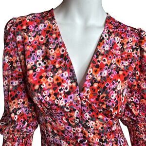 NWT Nasty Gal 6 Button Down Midi Tea Dress Animal Blur Print Red